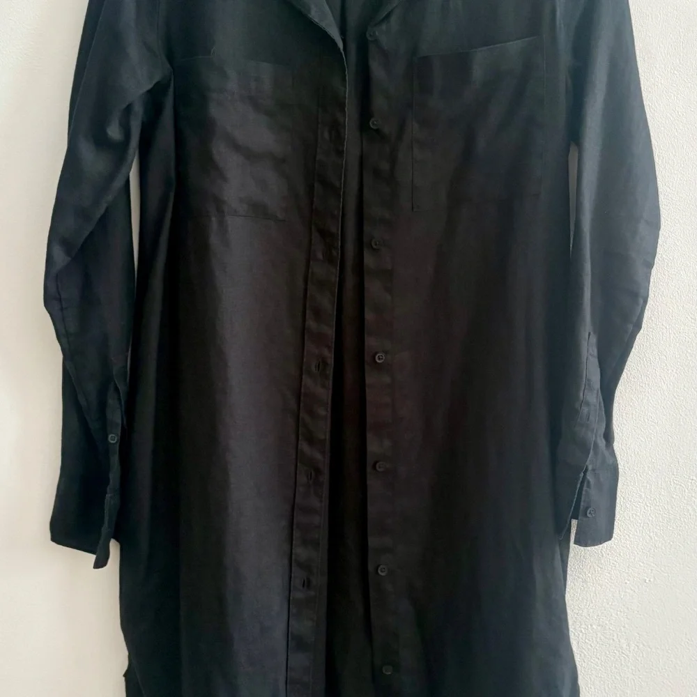Everlane Black 100% Linen Button Shirt Dress XXS - Picture 6 of 15